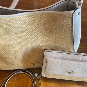 Kate Spade Straw Shoulder Purse & Wallet